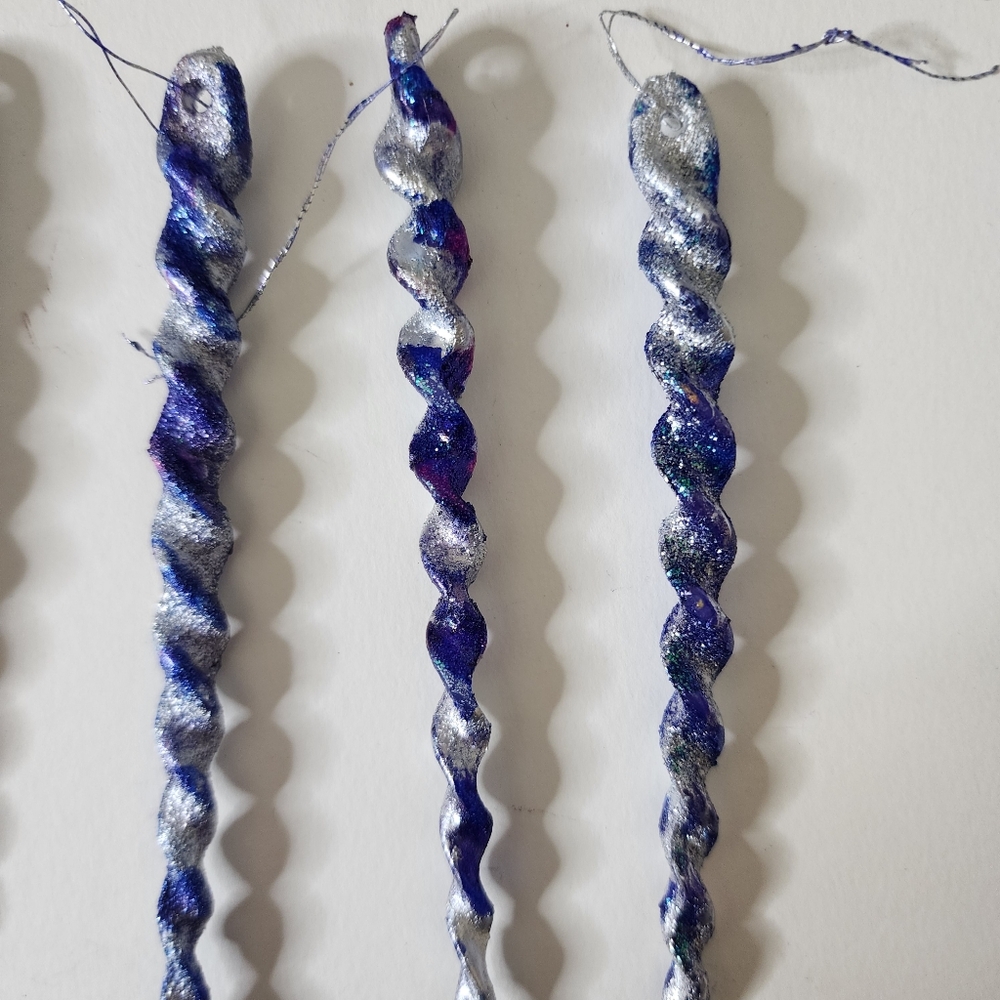5 HANDCRAFTED Upcycled Swirly Unicorn Icecicle Ornaments HANDPAINTED Holiday - Picture 8 of 17